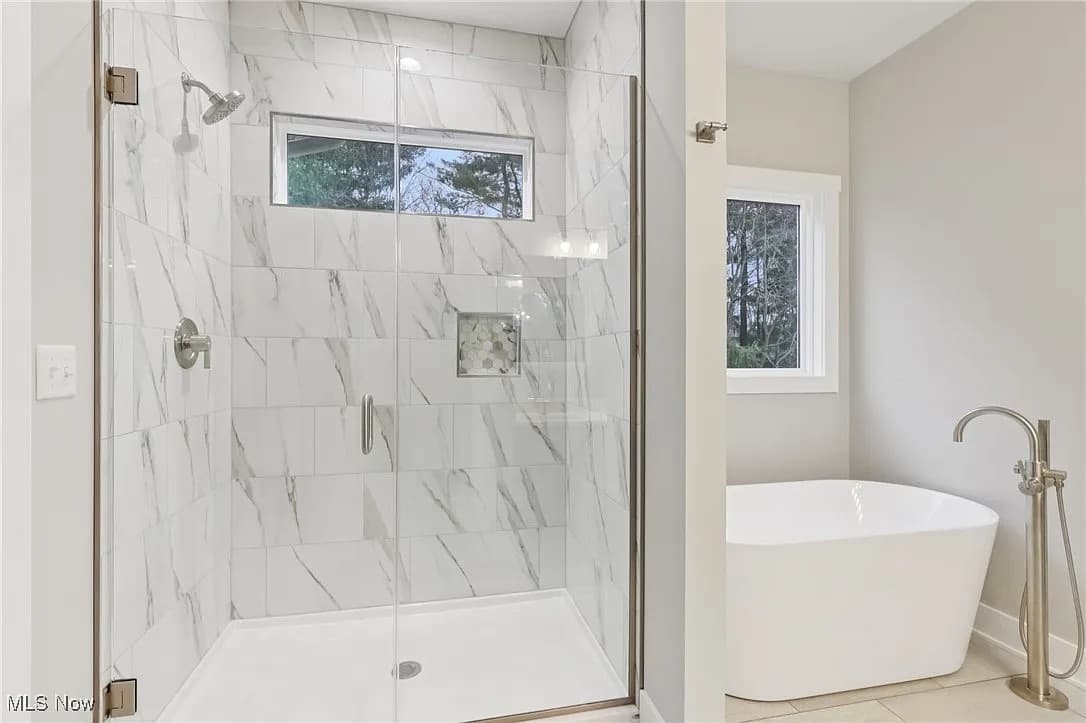 Bathroom shower and finishes in a Henderson Homes build
